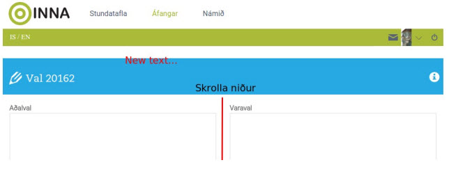 Nmsval  Innu - skref 3