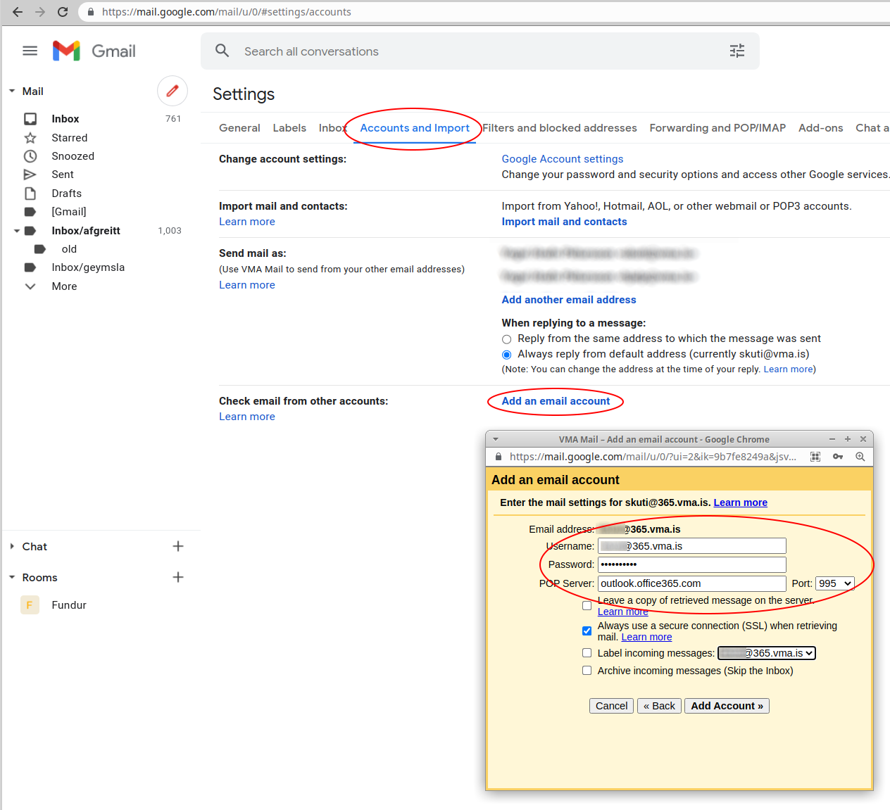 Mynd sem snir stillingar  Google Workspace psthlfi