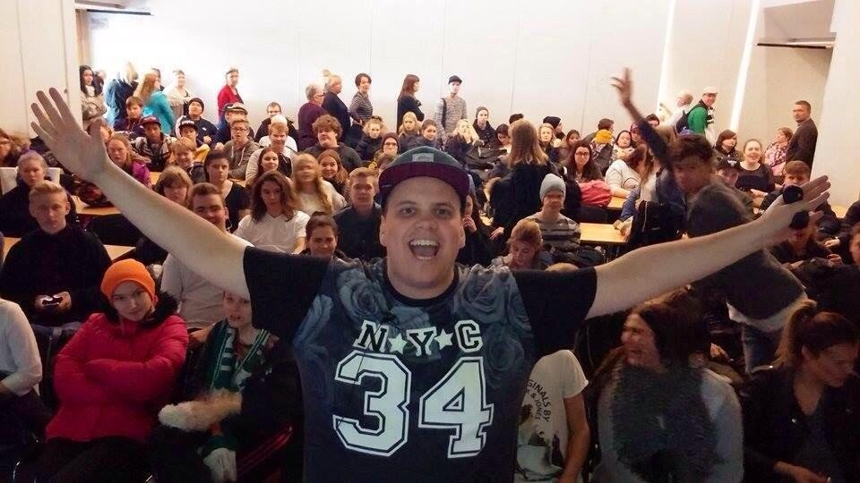 Sigurður Þorri með tilheyrendum sínum í dag.