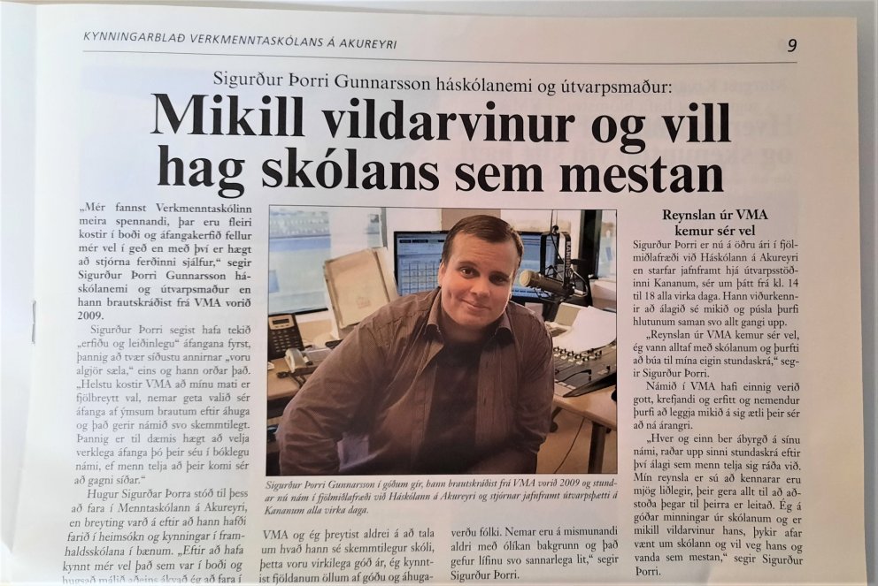 Siggi Gunnars í viðtali í kynningarblaði VMA 2011.