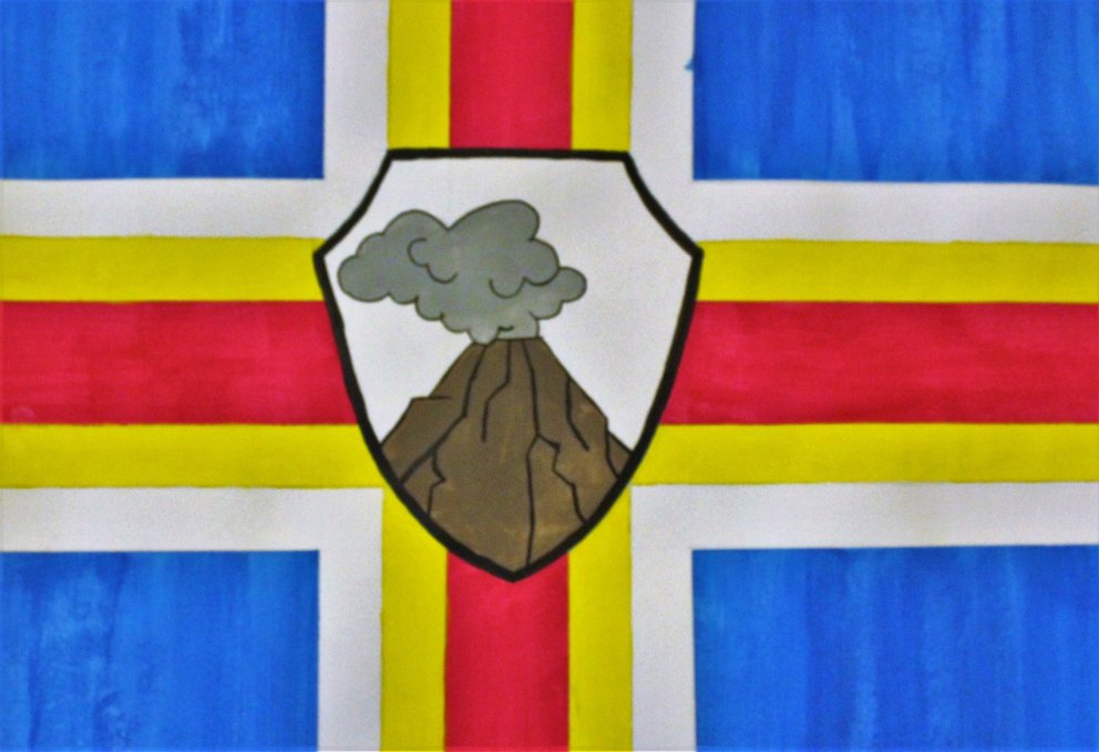 Ein af tillögum nemenda að nýjum þjóðfána.