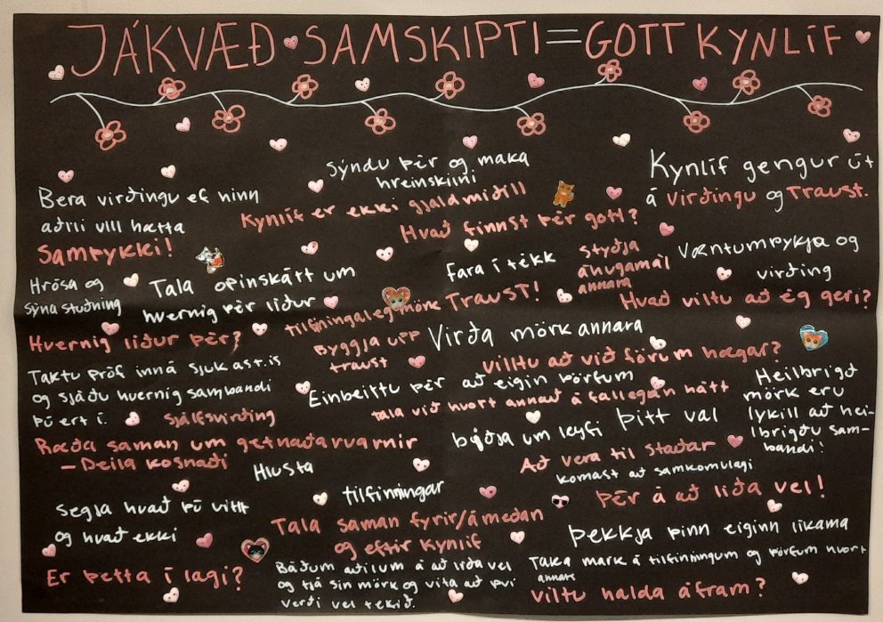 Eitt af veggspjöldunum sem nemendur unnu.