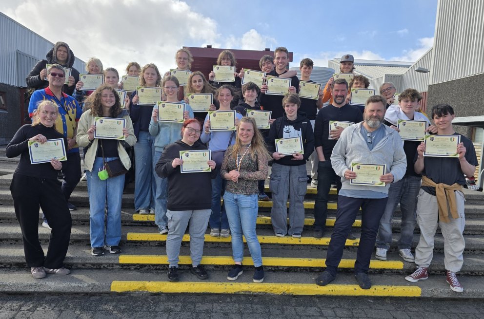 Hópurinn frá Waterford og nokkrir starfsmenn VMA við lok skólaheimsóknar okkar góðu gesta frá Írland&hellip;