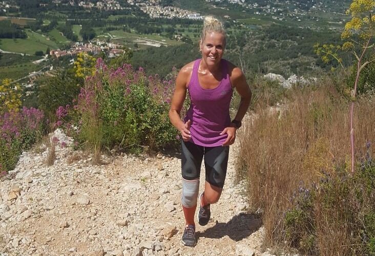 Anna Berglind í fjallaskokki á Spáni.