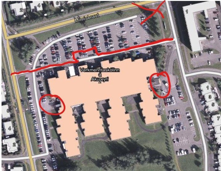 Umferðaröryggi við skólann - breytt aðkoma að inngangi/bílaplani að norðan