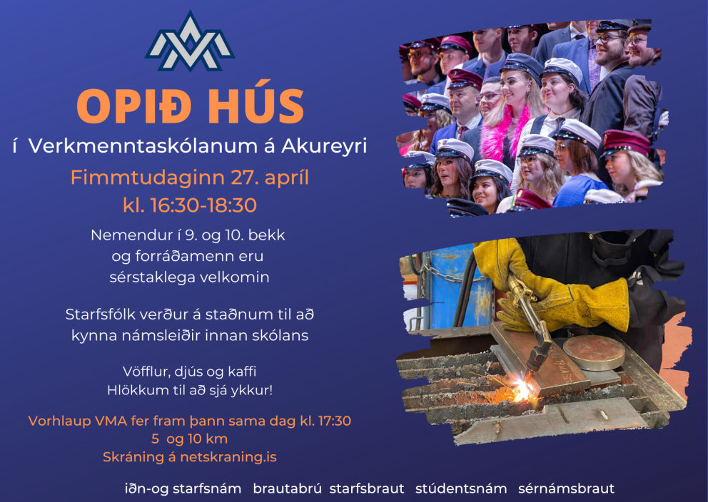 Opið hús í VMA fimmtudaginn 27. apríl.