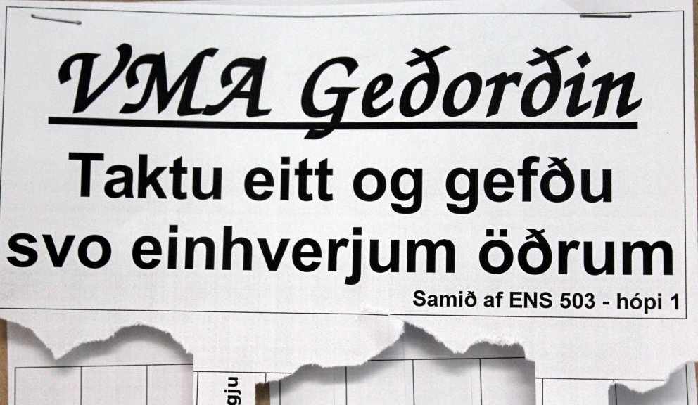 Víða í skólanum eru