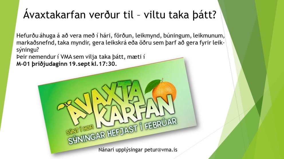 Áhugasamir um uppfærslu á Ávaxtakörfunni - fundur í dag kl. 17:30!