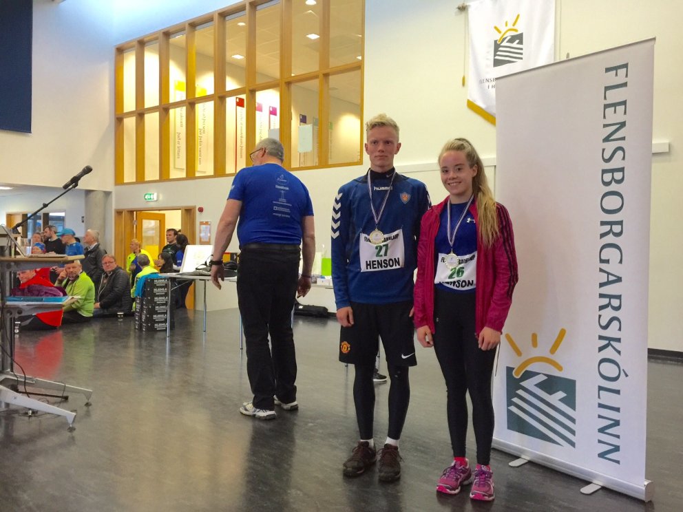 Framhaldsskólameistararnir Ágúst og Oddrún.