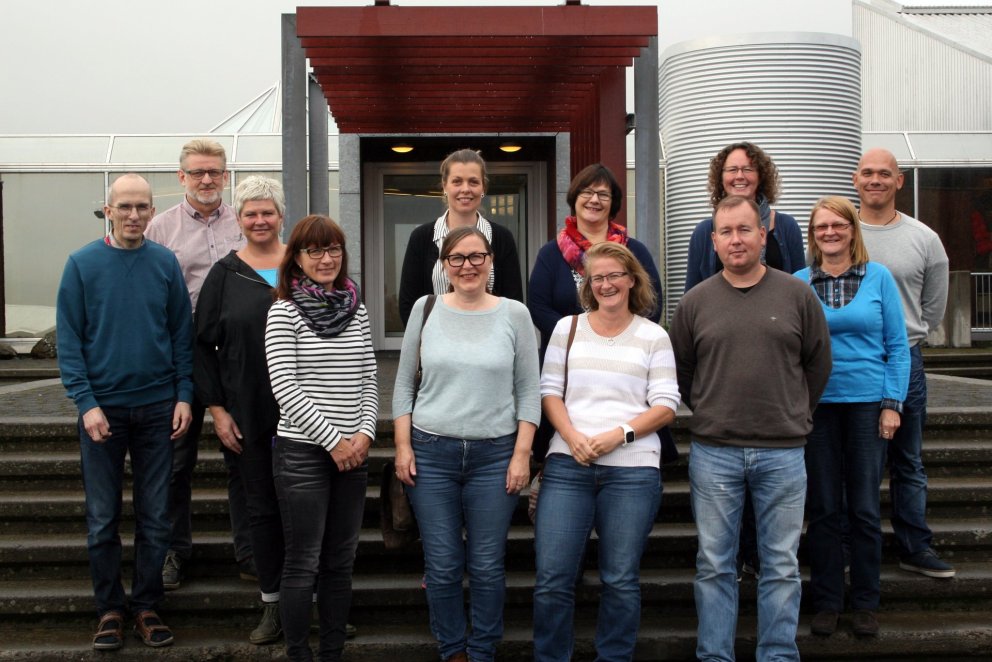 Hinir norrænu gestir ásamt þremur VMA-kennurum.