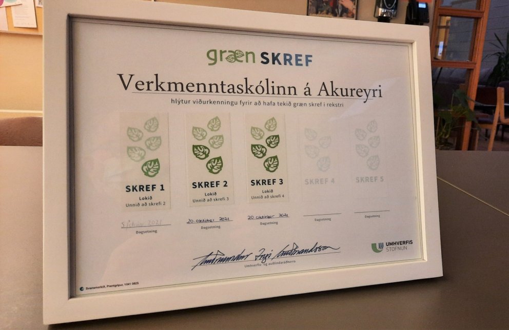 Búið er að taka þrjú af fimm Grænum skrefum í VMA