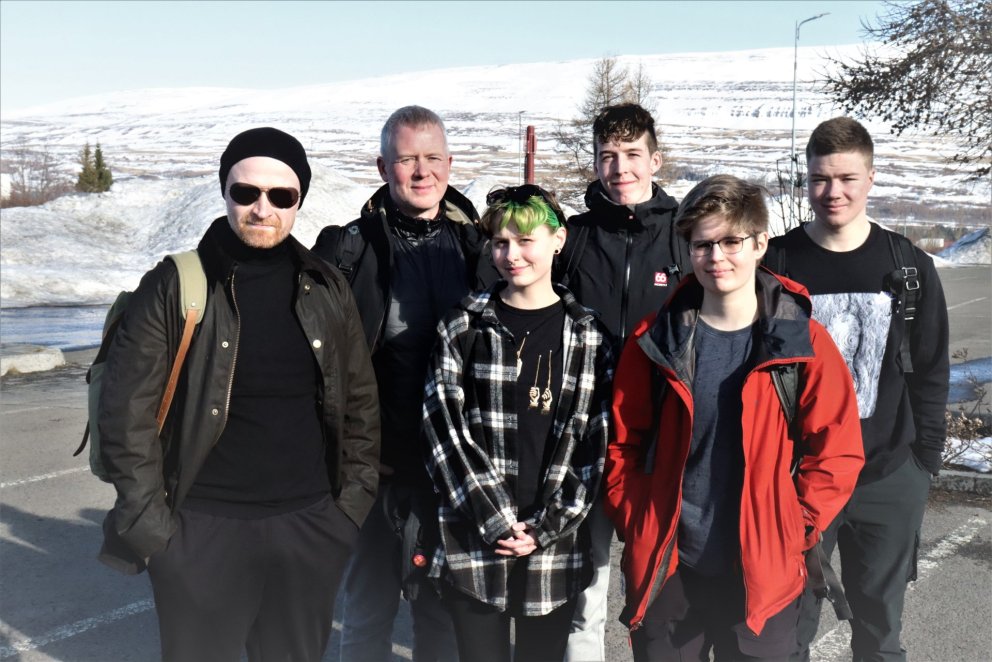 Nemendur og kennarar rafiðnbrautar VMA.