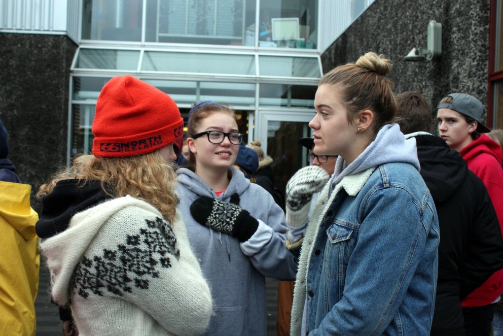 Við upphaf nýnemaferðarinnar í gær.