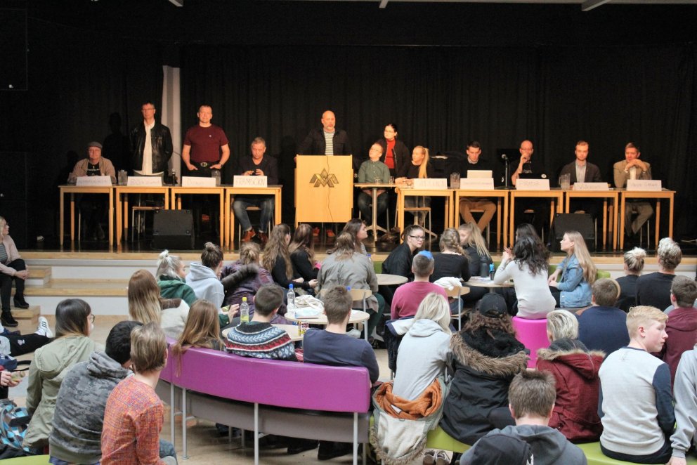 Frambjóðendur í Gryfjunni í dag.