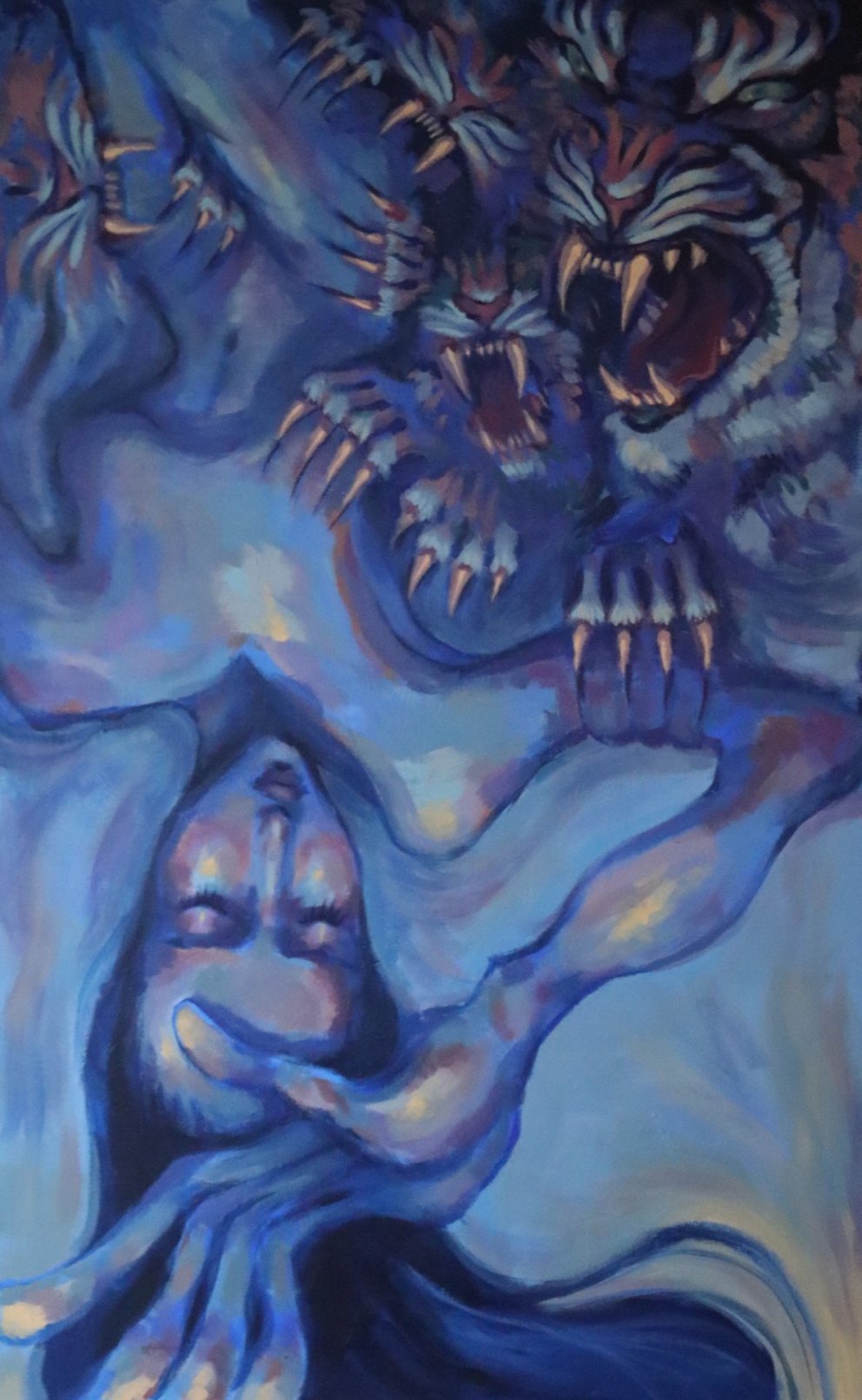 Akrílverk Hrafnels Myrkva Þórðarsonar sem nú má sjá á vegg mót austurinngangi VMA.