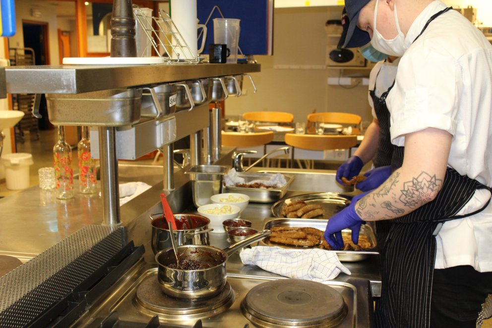 Nemendur bjuggu til nokkrar útgáfur af pylsum.