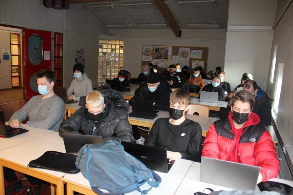 Nemendur í stjórnunaráfanga í VMA.