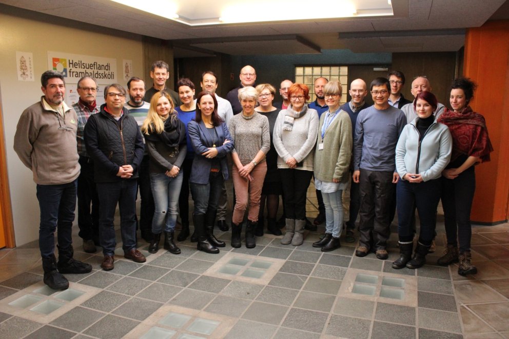 Þátttakendur í InnoVET í upphafi fundar í VMA.