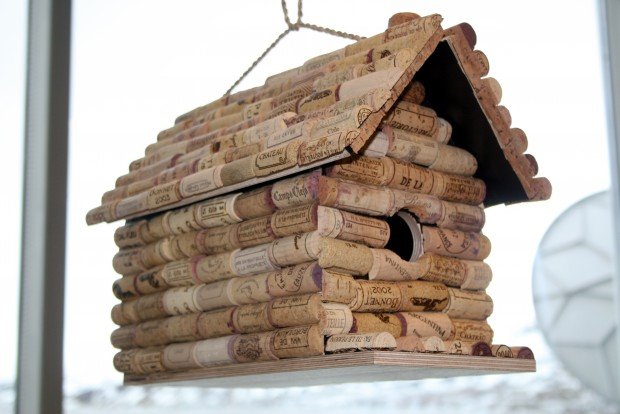 Fuglahús úr vínflöskukorktöppum.