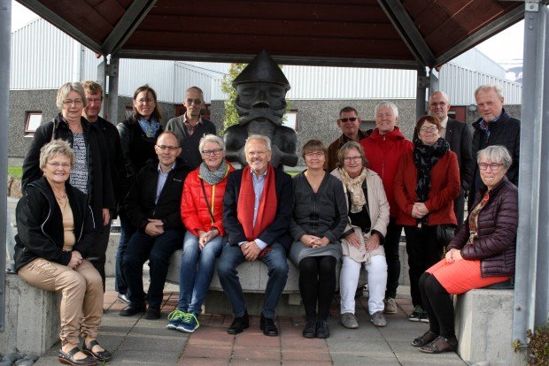 Hinir dönsku gestir ásamt Jóhannesi og Hjalta Jóni