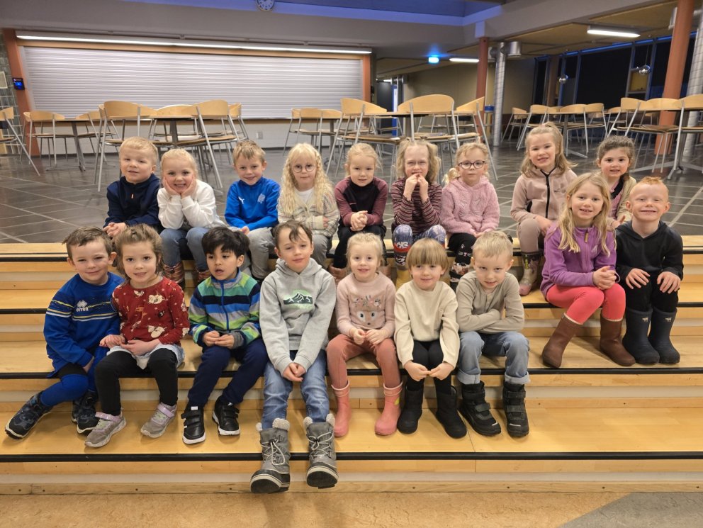 Elstu krakkarnir á leikskólanum Lundarseli á Akureyri í Gryfjunni í VMA.