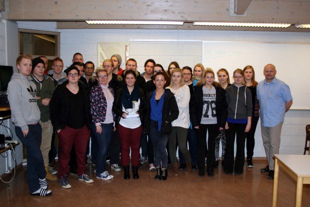 Nemendur ásamt kennurunum Þorsteini og Valgerði.