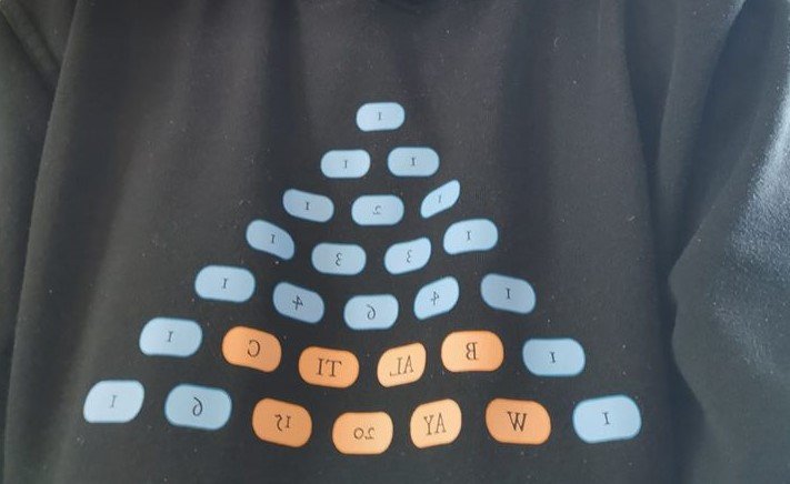 Pascal-þríhyrningurinn á peysu Elínar Bjarkar.