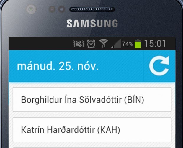 Upplýsingasíða Hauks í snjallsíma í gær.