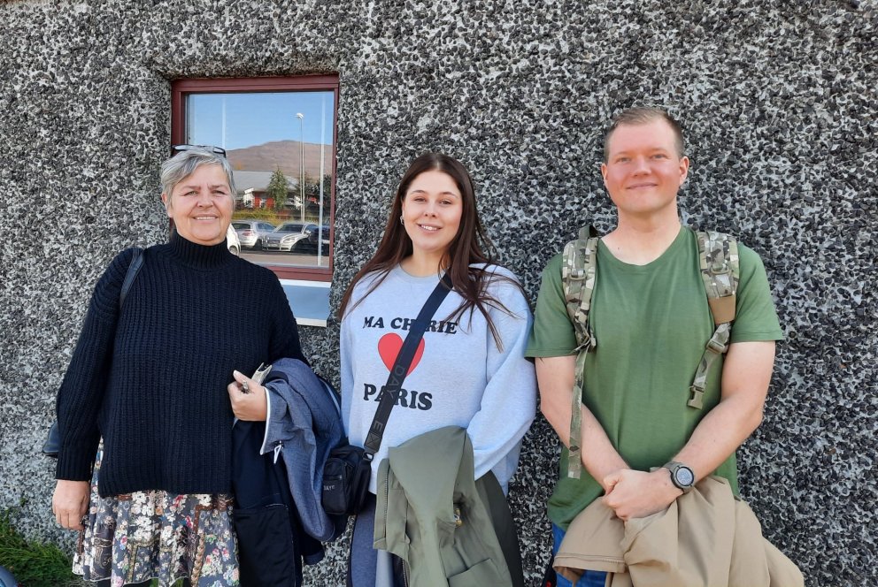 Sjúkraliðanemarnir frá Herning í Danmörku. Frá vinstri: Tina Prang, Kinnie Steffensen og Chris Chris…