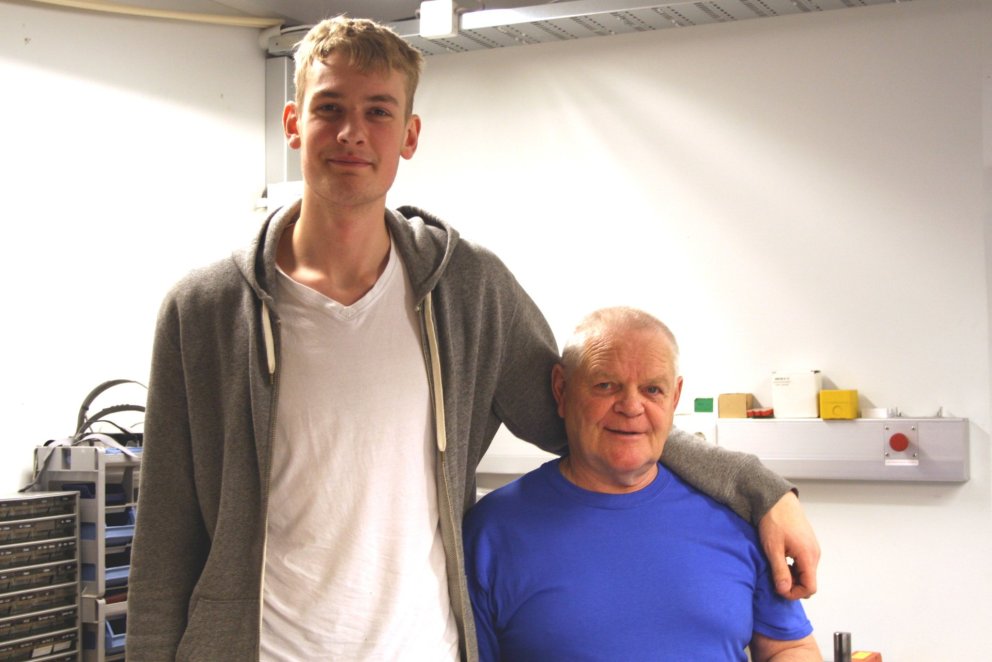 Tryggvi Snær með Gunnari Frímannssyni kennara.