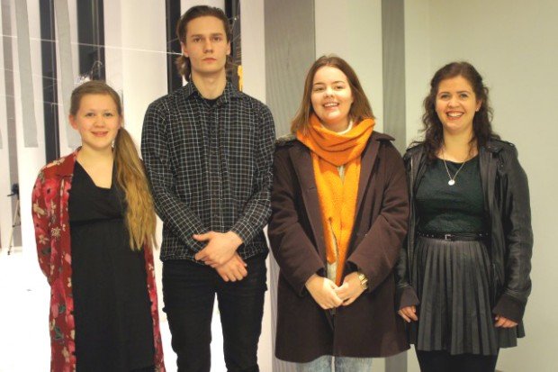 Verðlaunahafarnir fjórir. Mynd. Ragnar Hólm.