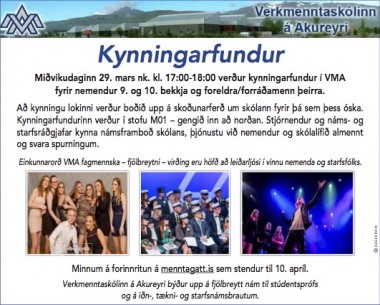 Kynningafundur fyrir foreldra nemenda  9. og 10. bekk mivikudag kl 17-18