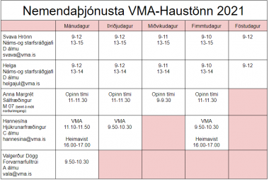 Fjarfundur  foreldraflagi VMA - kynning  nemendajnustu sklans