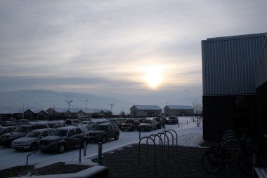 Mikil gosmengun hefur verið á Akureyri í morgun.