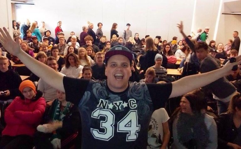 Sigurður Þorri með tilheyrendum sínum í dag.