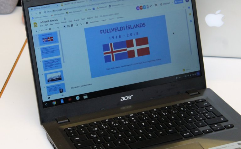 Nemendur í VMA minnast 100 ára fullveldisafmælis.