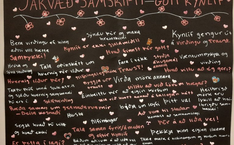 Eitt af veggspjöldunum sem nemendur unnu.