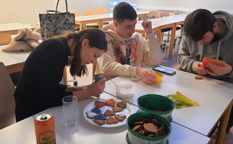 Einbeitt í piparkökuskreytingunum.