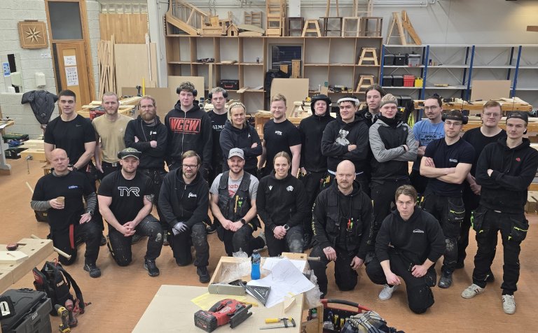 Þau glímdu við sveinspróf í húsasmíði í VMA um liðna helgi.