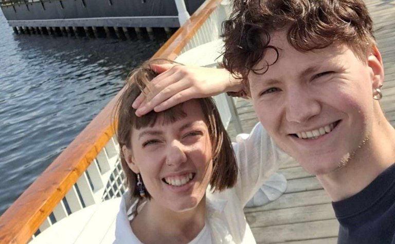 Kormákur Rögnvaldsson og Caroline Nodenswan frá Finnlandi í tívolíinu í Stokkhólmi um síðustu helgi.