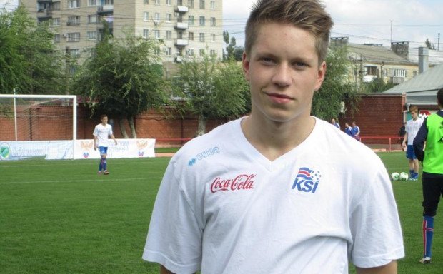 Bjarki Viðarsson í æfingatreyjunni í Rússlandi.