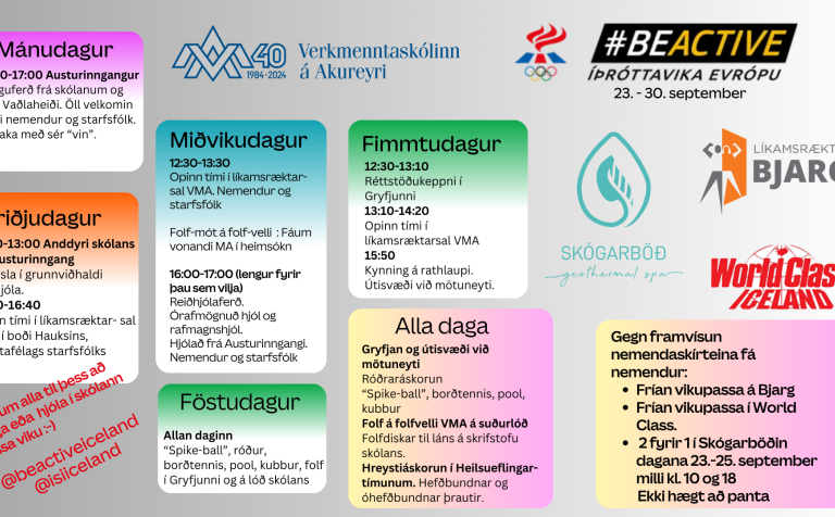 Íþróttavika 23.-30. september - eitt og annað á dagskrá í VMA