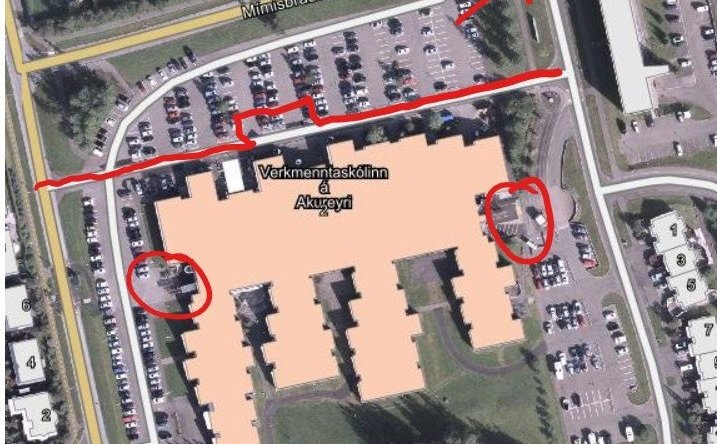 Umferðaröryggi við skólann - breytt aðkoma að inngangi/bílaplani að norðan
