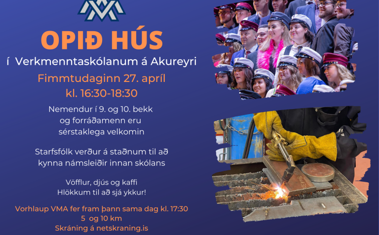 Opið hús í VMA fimmtudaginn 27. apríl.