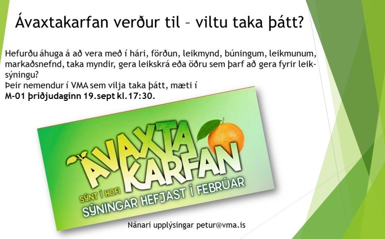 Áhugasamir um uppfærslu á Ávaxtakörfunni - fundur í dag kl. 17:30!