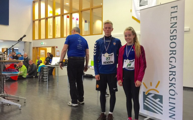 Framhaldsskólameistararnir Ágúst og Oddrún.