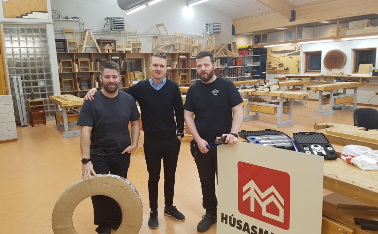 Ágúst Berg Arnarsson með Helga Val og Braga.