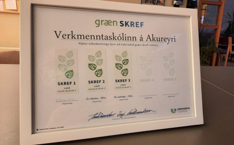 Búið er að taka þrjú af fimm Grænum skrefum í VMA