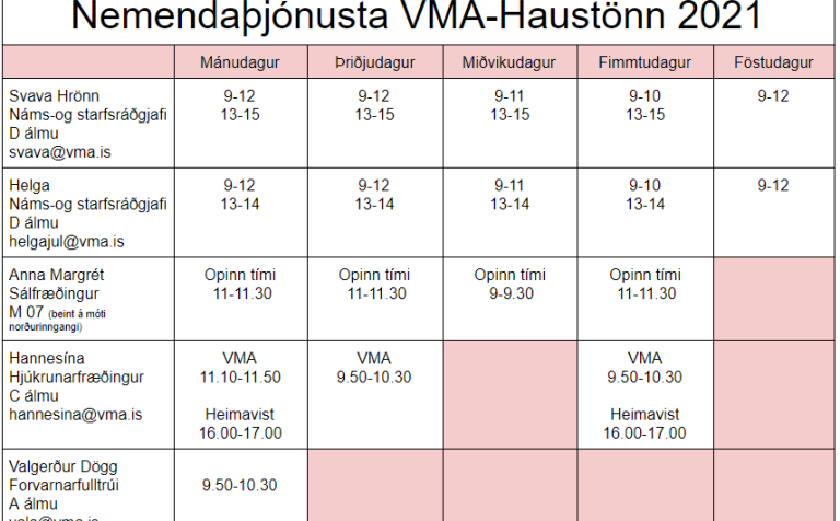 Fjarfundur í foreldrafélagi VMA - kynning á nemendaþjónustu skólans