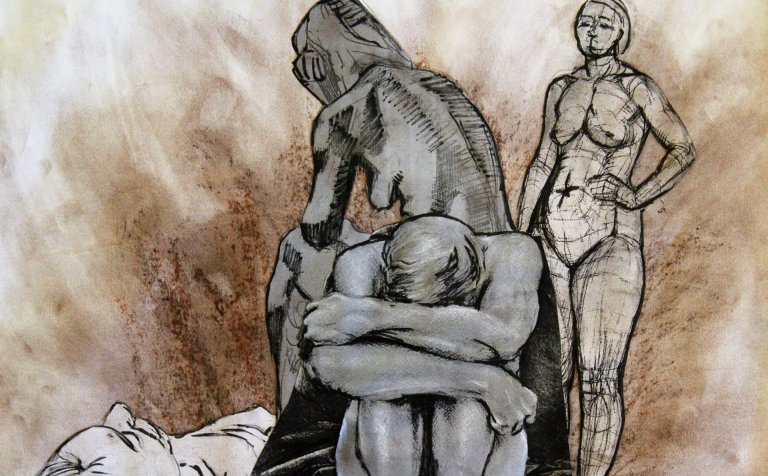 Eitt myndverkanna sem er til sýnis á opna húsinu.